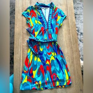 Trina Turk Colorful V-Neck Dress